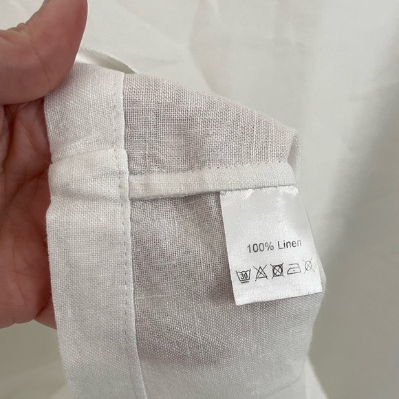 sauths White 100% linen Nida Dress with pockets size Small Coastal Luxury 14 - Picture 6 of 8